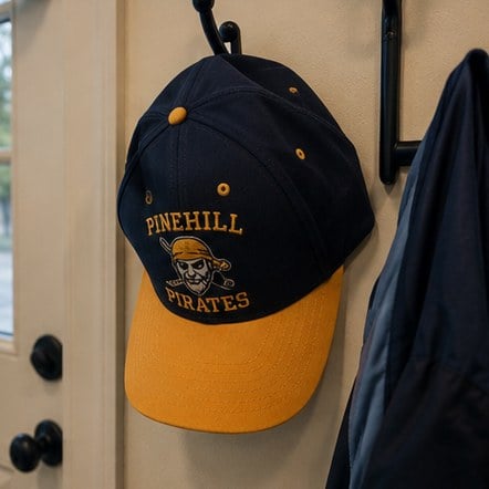 Branded kids baseball cap embroidery detail